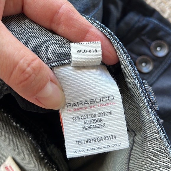 Parasuco Men’s Dark Wash Wide Leg Cargo Jeans. Sz 38 Large Flap Pockets. - Picture 9 of 11